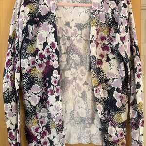 Merona Floral Cardigan - Purple, Black, White